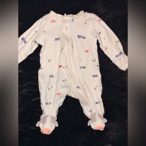 Carter's Cream Footie with Farm Animal Print